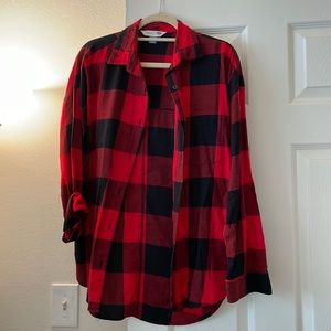 Old navy boyfriend shirt - red and black gingham size medium